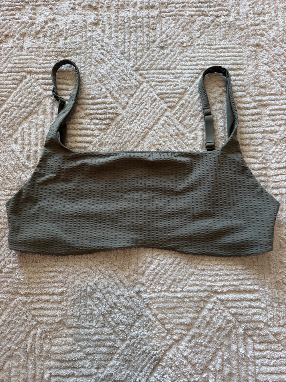 COS Olive Green Textured Bralette Size 8 Adjustable Straps